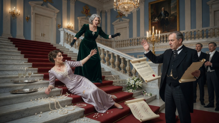 IN UNSEREM PRIVATSCHLOSS IN POTSDAM RISS MIR SCHWIEGERMUTTER BARBARA DIE ERBPERLEN VOM HALS UND STIESS MICH DIE MARMORTREPPE HINUNTER, WEIL ICH DIE GÄSTELISTE ÄNDERTE… NUR 2 MINUTEN SPÄTER TRAT EIN NOTAR VOR UND VERKÜNDETE MEIN ALLEINIGES BESITZRECHT.
