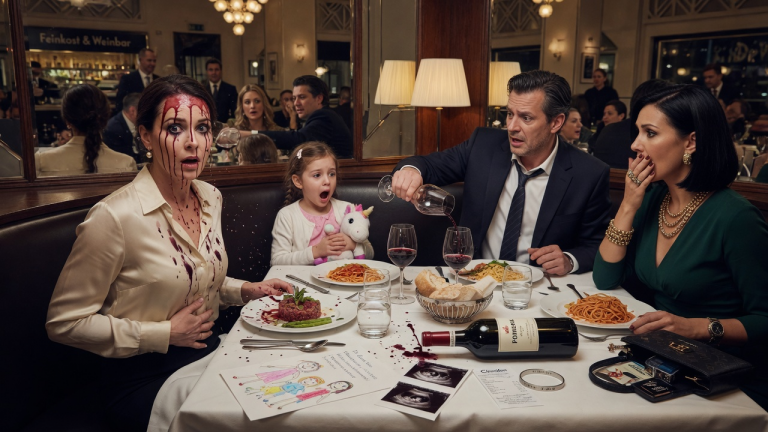 MEIN MANN LUKAS SCHÜTTET MIR VOR DEN AUGEN UNSERER 5-JÄHRIGEN TOCHTER DAS GLAS WEIN INS GESICHT, WEIL ICH SEINE GELIEBTE BEIM ABENDESSEN IM KADEWE ENTLARVT HABE… DOCH WAS ER NICHT WEISS, IST DAS DUNKLE GEHEIMNIS SEINER AFFÄRE.