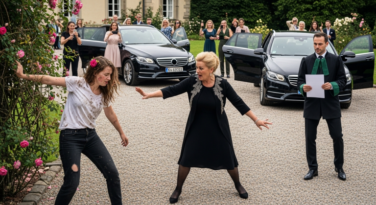„Verschwinde aus meinem Garten, du kleiner Parasit!“ Sie stieß mich so fest, dass ich in die Rosendornen fiel. Mein Arm blutete, doch niemand half. Plötzlich hielten drei schwarze Wagen. Ein Anwalt stieg aus und überreichte mir ein Dokument: „Dieses Grundstück gehört nun Ihnen, Madame. Wer soll als Erstes des Platzes verwiesen werden?“