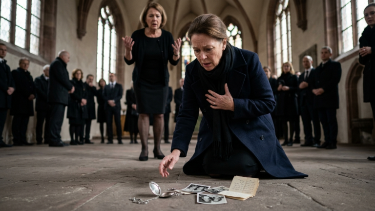 DIE ÄLTERE SCHWESTER RISS DER SCHWÄGERIN BEI DER GEDENKFEIER IN FRANKFURT DIE HALSKETTE DER MUTTER AUS DER HAND, WEIL SIE DACHTE, SIE SEI DER SCHLÜSSEL ZUM VERMÖGENSLAGER. DOCH WAS AUS DEM ANHÄNGER FIEL, LIESS SIE AUF DIE KNIE SINKEN.