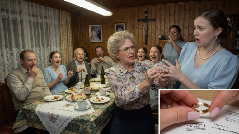 DIE SCHWIEGERMUTTER RISS IHRER SCHWIEGERTOCHTER VOR DER GANZEN FAMILIE DEN EHERING VOM FINGER — DOCH ALS DIE JUNGE FRAU DIE INNENSEITE DES RINGS DEM ANWALT ZEIGTE, WAGTE NIEMAND MEHR ZU LACHEN.