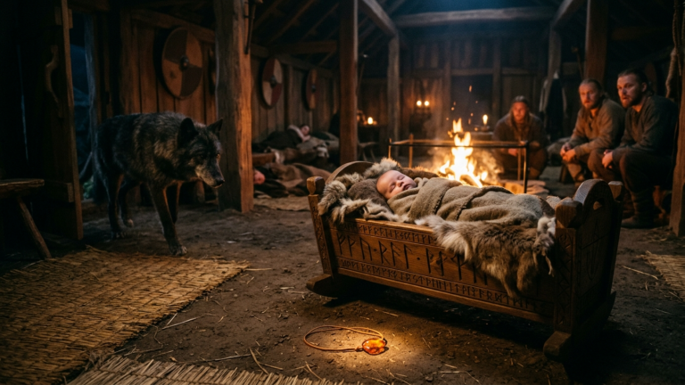 DIE WIKINGER NANNTEN DAS NEUGEBORENE BABY EIN KIND DES UNGLÜCKS WEIL SEINE MUTTER BEI DER GEBURT STARB — DOCH IN DERSELBEN NACHT LEGTE EIN WOLF ETWAS VOR DIE WIEGE.