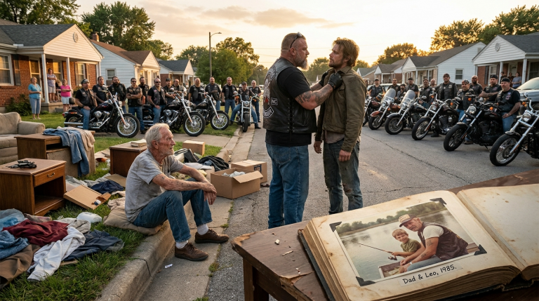 Ein allein lebender alter Mann wird aus seinem Haus gezerrt, seine Sachen werden auf die Straße geworfen. Nur fünf Minuten später tauchen 30 Biker auf und stellen sich schützend vor ihn – der Anführer packt den Angreifer am Kragen … und niemand hätte erwartet, welches geheime Band sie miteinander verbindet.