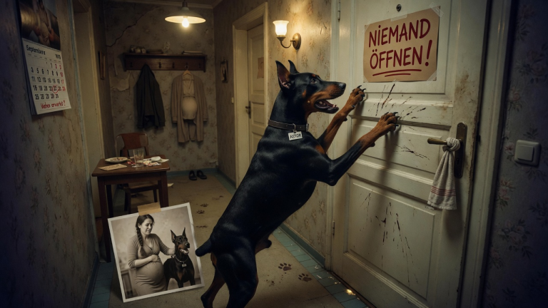 DER DOBERMANN ASTOR WURDE VON DER SCHWANGEREN FRAU AUS ANGST WEGGESTOSSEN — IN DER NACHT DER WEHEN KRATZTE ASTOR AN EINE TÜR, DIE NIEMAND ÖFFNEN SOLLTE
