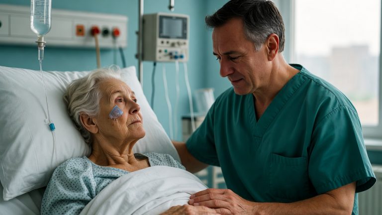 IN MÜNCHEN WEIGERTE SICH EINE ALTE FRAU, DIE VOR DEM OKTOBERFEST BREZELN VERKAUFTE, IMMER WIEDER, GELD VON EINEM ARMEN JUNGEN ANZUNEHMEN. VIELE JAHRE SPÄTER, ALS SIE SCHWER KRANK WAR, TRAT DER CHIRURG IN IHR KRANKENZIMMER UND BRACH IN TRÄNEN AUS. ER WAR DER JUNGE VON DAMALS.