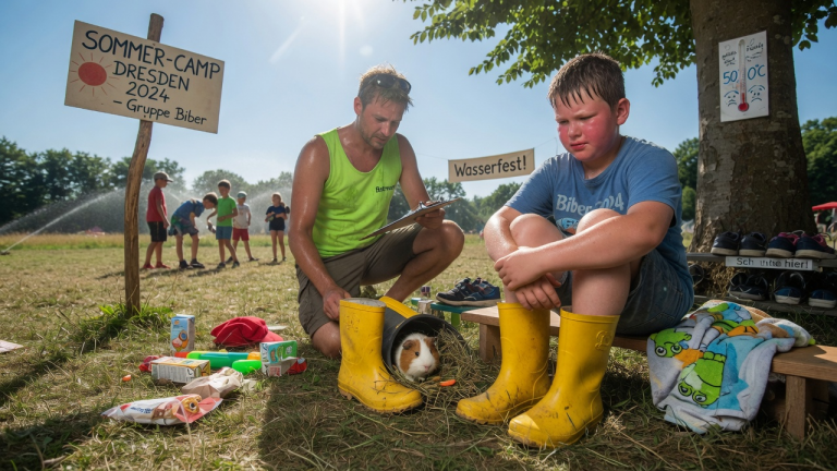 BEI GEFÜHLTEN 50 GRAD TRUG DER KLEINE PAUL IM SOMMERCAMP BEI DRESDEN NOCH IMMER GUMMISTIEFEL — BIS DER BETREUER DEN GRUND FAND, DEN PAUL VERSTECKTE