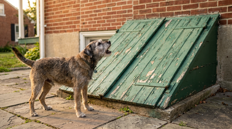 Der alte Hund der Nachbarn stand jeden Tag bellend vor derselben Haustür. Die Menschen wurden misstrauisch und öffneten schließlich den Keller, der immer verschlossen gewesen war. Dort machten sie eine schockierende Entdeckung – und die Polizei rückte sofort an, um den gesamten Ort abzusperren.