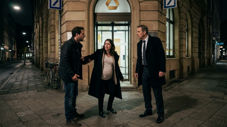DER EHEMANN WARF DIE SCHWANGERE FRAU IN FRANKFURT MITTEN IN DER NACHT VOR DIE BANK — BIS DER DIREKTOR IHREN MÄDCHENNAMEN ERKANNTE
