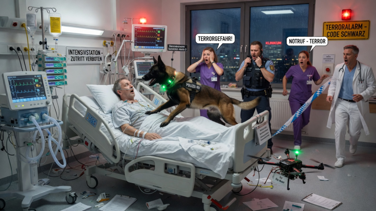 EIN POLIZEIHUND PACKTE MEIN KRANKENHAUSHEMD IN DER INTENSIVSTATION — ALLE DACHTEN, DER K9 GREIFE EINEN TERRORISTEN AN, BIS DER MONITOR PLÖTZLICH SCHWIEG
