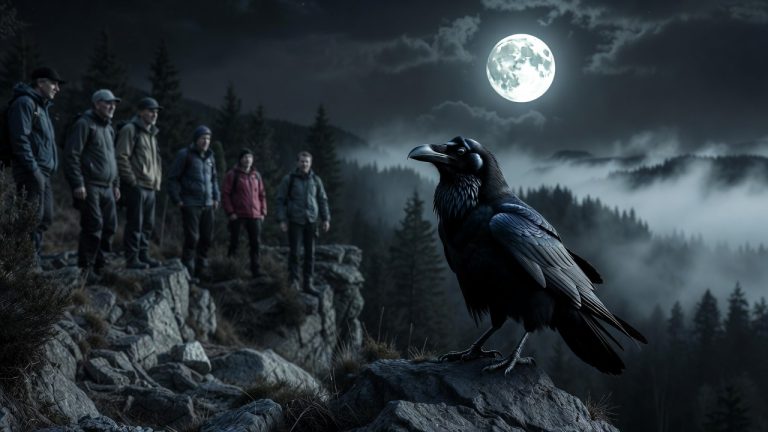 IN DER HARZREGION STIEG EINE GRUPPE TOURISTEN IN DER WALPURGISNACHT AUF EINEN BERG UND SAH, DASS IHNEN STÄNDIG EIN SCHWARZER RABE FOLGTE. SIE MACHTEN SICH ÜBER DIE DEUTSCHEN HEXENLEGENDEN LUSTIG, BIS DER RABE SIE ZU EINEM ALTEN KELLER FÜHRTE, IN DEM NACH EINEM FELSSTURZ JEMAND EINGESCHLOSSEN WAR.