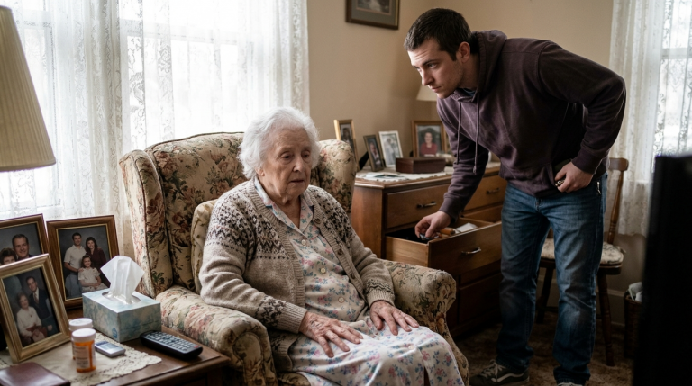 Der einzige Enkel besuchte seine 80-jährige Großmutter nur, um sie zu bestehlen und schlecht zu behandeln. Er glaubte, seine senile Großmutter würde seine Respektlosigkeit nicht bemerken. Schließlich entdeckte er, dass der gesamte Schmuck im Safe gefälscht war und sie sein gesamtes Erbe bereits verschenkt hatte.