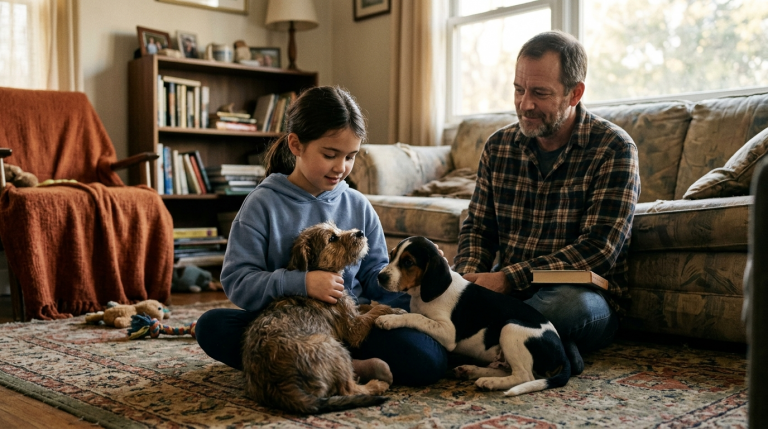 Zwei Welpen wurden in einem zerfetzten Pappkarton ausgesetzt. Der Mann nahm sie mit nach Hause, einfach aus dem Gedanken heraus, kleinen Leben ein Ende zu setzen. Doch unerwartet wurden die beiden kleinen Hunde seine treuen Begleiter und halfen seiner Tochter, ihre Autismus-Spektrum-Störung zu überwinden.