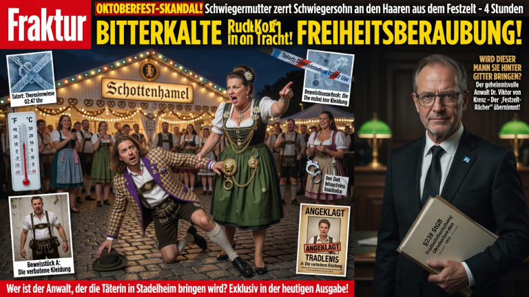 WÄHREND DES OKTOBERFESTS ZERRTE MEINE SCHWIEGERMUTTER MICH AN DEN HAAREN AUS DEM FESTZELT UND SPERRTE MICH 4 STUNDEN LANG IN DIE BITTERKALTE NACHT, UM MICH FÜR MEINE KLEIDUNG ZU BESTRAFEN… WELCHER GEHEIMNISVOLLE ANWALT WIRD DIESEN FALL VON FREIHEITSBERAUBUNG ÜBERNEHMEN UND DIE TÄTERIN HINTER GITTER BRINGEN?