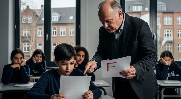 In Hamburg wird David von einem rassistischen Lehrer ständig schlechter bewertet und vor der ganzen Klasse gedemütigt. Durch heimliche Tonaufnahmen und das Sammeln belastender Beweise gelingt es David schließlich, ein korruptes System des Notenverkaufs aufzudecken, woraufhin der scheinheilige Lehrer mitten im Unterricht unter dem Schockblick aller abgeführt wird.
