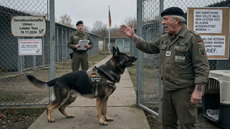 DER DIENSTHUND MAX SOLLTE NACH DEM LETZTEN TEST IN ULMEN AUSGEMUSTERT WERDEN — BIS EIN VETERAN SEINEN WAHREN NAMEN RIEF