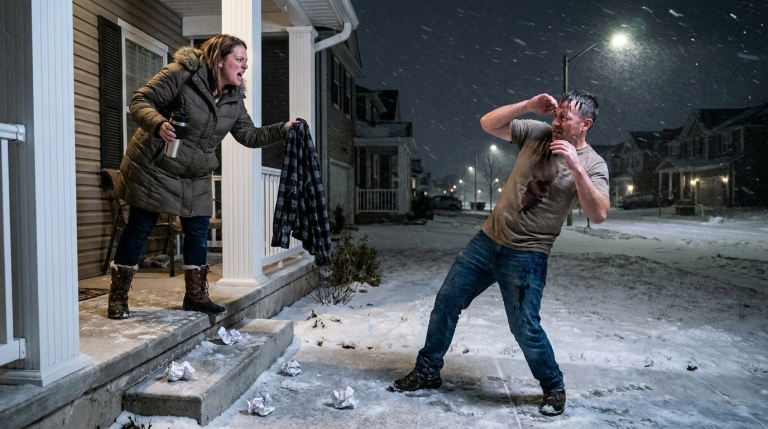 Die betrogene Ehefrau zerreißt das Hemd ihres Mannes und jagt ihn mitten in einer eisigen Winternacht aus dem Haus, nachdem sie fünf Hotelrechnungen entdeckt hat. Wütend schleudert sie ihm kalten Kaffee ins Gesicht und schreit ihm ihre Verachtung direkt entgegen …Doch der wahre Grund für seine Affäre ist weitaus komplizierter: Er suchte Trost bei einer anderen Frau, nachdem er jahrelang psychisch gedemütigt worden war, weil er keine Kinder bekommen konnte.