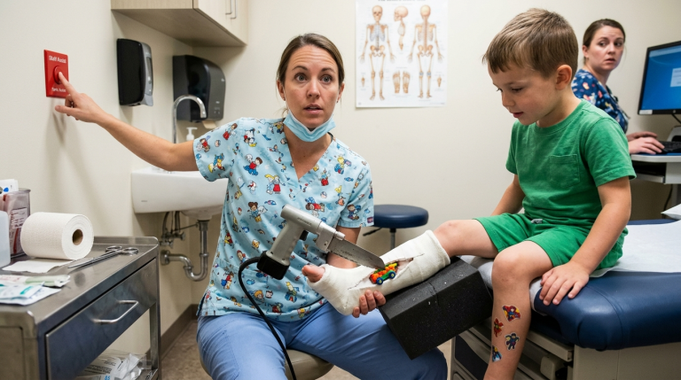 Ich habe als Kinderkrankenschwester Tausende Gipsverbände entfernt, doch als meine Säge in dem Gips eines 6-jährigen Jungen etwas Bewegliches berührte, drückte ich den Panikknopf.