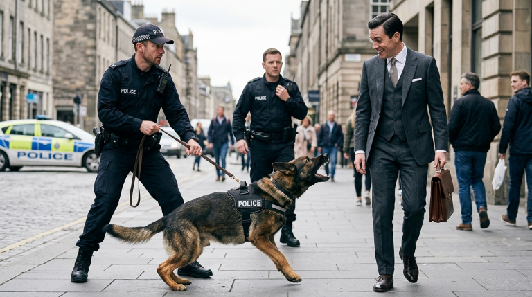Ein Diensthund begann plötzlich wie verrückt zu bellen, als ein Mann vorbeiging, obwohl dieser geschniegelt gekleidet war und ein freundliches Lächeln trug. Das Verhalten des Hundes machte die Polizisten sofort misstrauisch. Sekunden später erkannten sie den Mann wieder: Es handelte sich um den mutmaßlichen Mörder, nach dem seit der heutigen Eilmeldung landesweit gefahndet wurde.