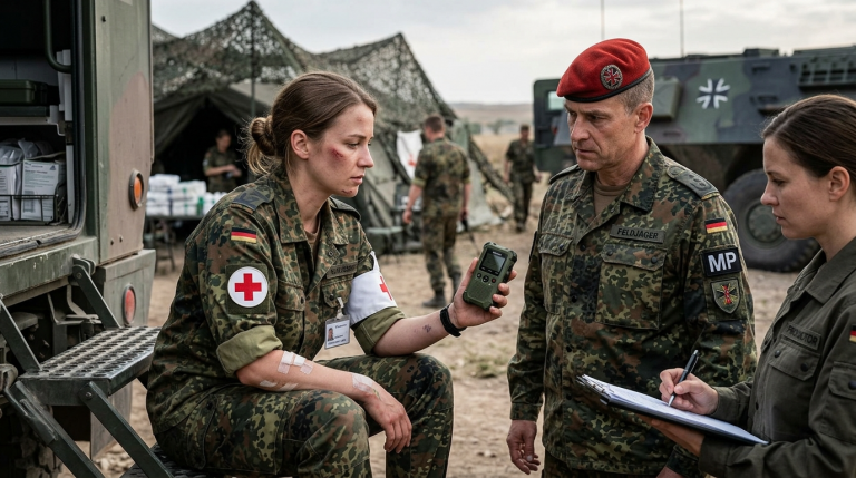 5 MÄNNLICHE SOLDATEN SCHLUGEN MIT EINEM KLAPPPLATEN AUF DIE SANITÄTERIN JULIA EIN UND VERLETZTEN SIE SCHWER, UM DIE “FRAU AN DER FRONT” ZU BRECHEN… IHRE GEHEIME FUNK-AUFZEICHNUNG DES RECHTSWIDRIGEN BEFEHLS DAZU WURDE JEDOCH ZUR GRUNDLAGE FÜR DIE HÄRTESTE STRAFE IN DER GESCHICHTE DER BUNDESWEHR.