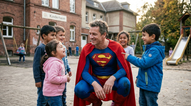 Jedes Wochenende erschien ein Mann im Superman-Kostüm in einem Waisenhaus und brachte die Kinder zum Lachen. Für sie war er ein echter Held. Doch hinter dem roten Umhang verbarg sich die zutiefst traurige Geschichte eines Vaters, der sein eigenes Kind verloren hatte.
