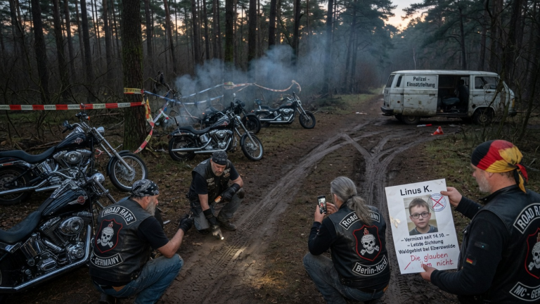 Die Polizei glaubte dem vermissten Kind nicht – also folgte ein deutscher Bikerclub den Reifenspuren in den Wald