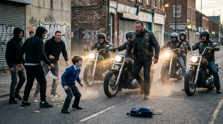 Der zehnjährige Lukas wurde von einer Gruppe Schläger ausgeraubt. Lachend rissen sie ihm das Geld weg und schleuderten seinen Schulranzen durch die Luft.Doch plötzlich hallte das laute Donnern mehrerer schwerer Motorräder durch die Straße. Eine Gruppe von Bikern raste heran, um den Jungen zu retten. Aber warum waren sie wirklich in dieser Stadt … und welche Mission verfolgten sie?