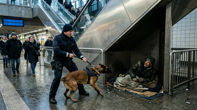 Mein K9-Hund war am Berliner Hauptbahnhof im Einsatz, als er sich plötzlich auf einen Obdachlosen stürzte … aber als er mich bei meinem Kindheitsnamen nannte, blieb ich wie angewurzelt stehen.