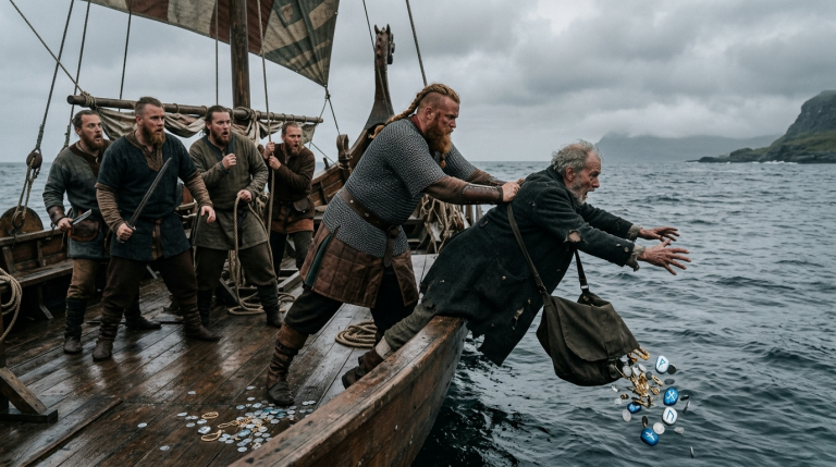 DER WIKINGER-PIRAT WARF DEN ALTEN MANN VOM LANGSCHIFF, WEIL ER „KEINEN WERT“ MEHR HATTE — DOCH WAS AUS SEINEM MANTEL FIEL, LIESS DIE GANZE CREW ERSTarren…