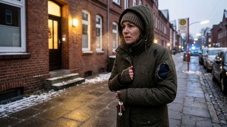 IN EINER EISIGEN NACHT IN HAMBURG SPERRTE MICH MEINE SCHWIEGERMUTTER AUS UND ZERRISS MEINE JACKE, WEIL ICH DEN SAFE-SCHLÜSSEL VERWEIGERTE… SIE AHNTE NICHT, DASS DAS HAUS SEIT 3 TAGEN MIR GEHÖRT UND DIE POLIZEI WEGEN HAUSFRIEDENSBRUCH UNTERWEGS WAR.