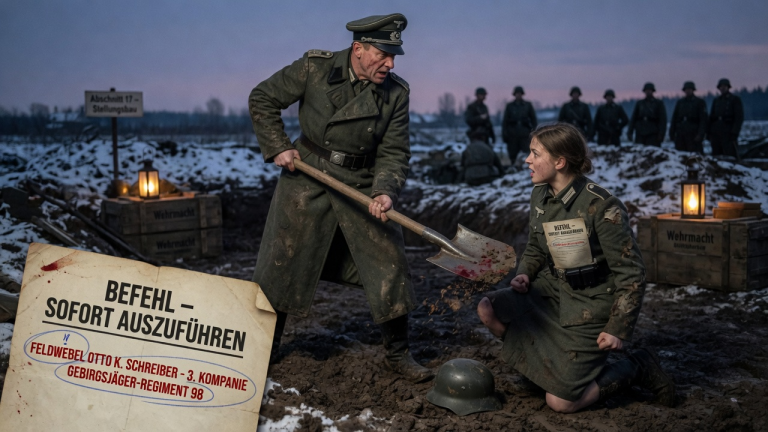 KAPITEL 2 – DER FELDWEBEL SCHLUG DIE SOLDATIN MIT DER SCHAUFEL, WEIL SIE NICHT KNIEEN WOLLTE — DOCH AUF DEM BEFEHL IN IHRER TASCHE STAND SEIN EIGENER NAME…