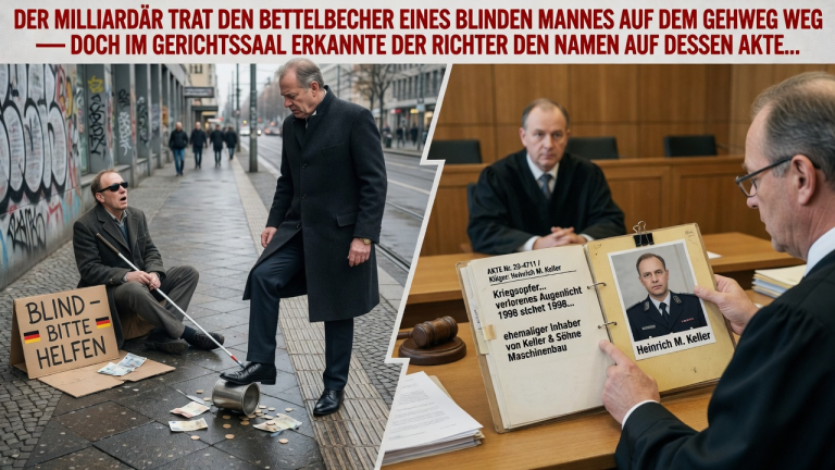KAPITEL 2 – DER MILLIARDÄR TRAT DEN BETTELBECHER EINES BLINDEN MANNES AUF DEM GEHWEG WEG — DOCH IM GERICHTSSAAL ERKANNTE DER RICHTER DEN NAMEN AUF DESSEN AKTE…