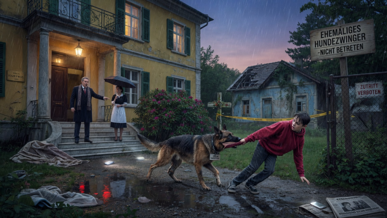 KAPITEL 2 – DER MILLIONÄR LIESS DEN KRANKEN HUND VOR DER VILLA IN DEN REGEN WERFEN — DOCH ALS SEIN SOHN VERSCHWAND, ZERRTE DAS TIER IHN ZU EINEM ORT, DEN DIE FAMILIE JAHRELANG VERSCHWIEGEN HATTE