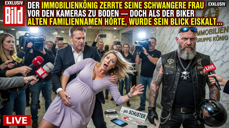 KAPITEL 2 – DER IMMOBILIENKÖNIG ZERRTE SEINE SCHWANGERE FRAU VOR DEN KAMERAS ZU BODEN — DOCH ALS DER BIKER IHREN ALTEN FAMILIENNAMEN HÖRTE, WURDE SEIN BLICK EISKALT…