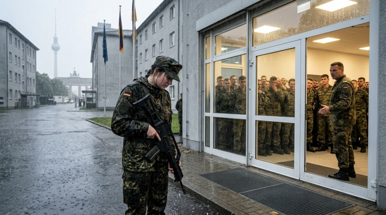 DIE 21-JÄHRIGE REKRUTIN ANNA WURDE VON IHREM OFFIZIER BEI DER BUNDESWEHR IN BERLIN VOR 30 SOLDATEN GEDEMÜTIGT UND IN DEN STRÖMENDEN REGEN GESPERRT, NUR WEIL SIE BEIM MARSCHIEREN GESTOLPERT WAR… DOCH ALS DER FEUERALARM LOSGING, BEWIES SIE ALLEN IHREN WAHREN MUT.