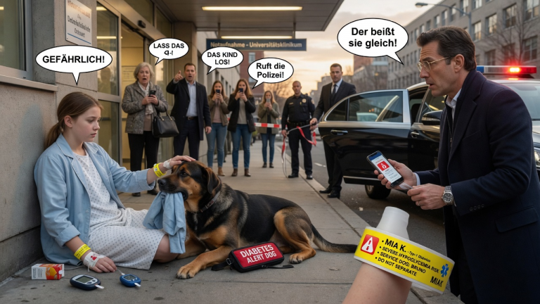 KAPITEL 2 – ALLE HIELTEN DEN HUND FÜR GEFÄHRLICH, WEIL ER DAS MÄDCHEN AUF DEM GEHWEG NICHT LOSLIESS — DOCH DER MILLIARDÄR ERKANNTE DAS ZEICHEN AM KRANKENHAUSBAND…