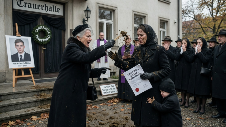 KAPITEL 2 – VOR DER GANZEN TRAUERHALLE WARF DIE SCHWIEGERMUTTER DER WITWE MIST INS GESICHT UND FORDERTE DAS KIND IHRES TOTEN SOHNES — DOCH DER LETZTE WILLE DES SOHNES MACHTE AUS IHRER MACHT NUR NOCH SCHAM…