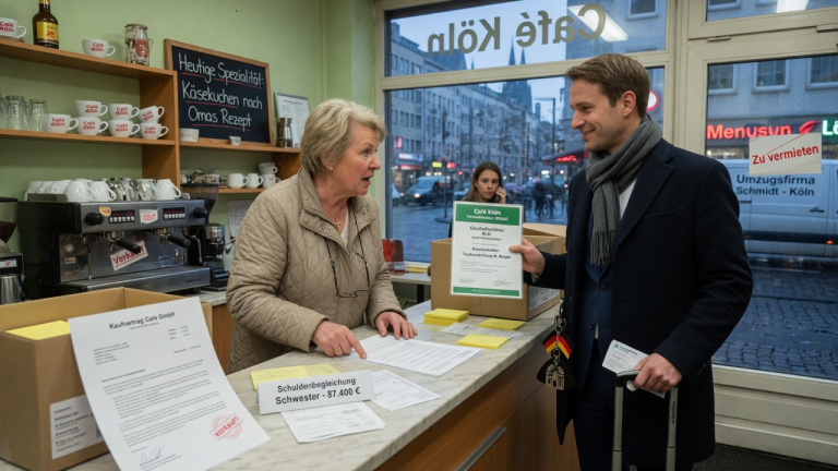 KAPITEL 2 – WÄHREND ICH FÜR EINEN AUFTRAG IN HAMBURG WAR, VERKAUFTE MEINE MUTTER MEIN CAFÉ IN KÖLN, UM DIE SCHULDEN MEINER SCHWESTER ZU BEZAHLEN — DANN SAGTE SIE: „ES GEHÖRT DIR NICHT MEHR.“ ICH LÄCHELTE NUR UND ANTWORTETE: „DAS CAFÉ GEHÖRT EINER GMBH, NICHT MIR.“