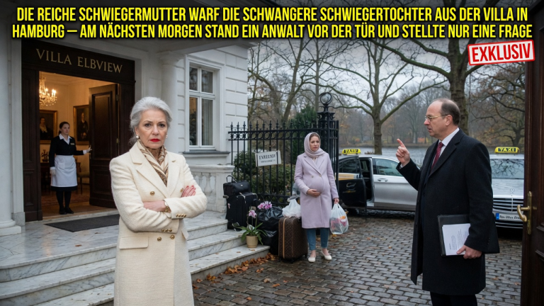 KAPITEL 2 – DIE REICHE SCHWIEGERMUTTER WARF DIE SCHWANGERE SCHWIEGERTOCHTER AUS DER VILLA IN HAMBURG — AM NÄCHSTEN MORGEN STAND EIN ANWALT VOR DER TÜR UND STELLTE NUR EINE FRAGE