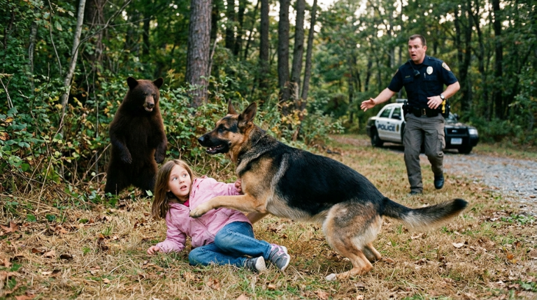 SIE DACHTEN, DER SCHÄFERHUND GREIFE DAS KIND DES OFFIZIERS AN… BIS ALLE SAHEN, WAS DIREKT HINTER DEM MÄDCHEN STAND