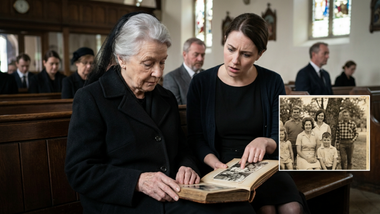 KAPITEL 2 – DIE ALTE GROẞMUTTER SCHWIEG 50 JAHRE ÜBER DAS FOTO IM FAMILIENALBUM — BIS IHRE ENKELIN BEI DER BEERDIGUNG DEN MANN IM HINTERGRUND ERKANNTE