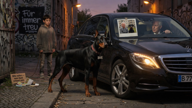 KAPITEL 2 – DER DOBERMANN EINES ARMEN JUNGEN STELLTE SICH VOR DEN SCHWARZEN MERCEDES DES MILLIARDÄRS — NICHT UM IHN ANZUGREIFEN, SONDERN UM IHN AN ETWAS ZU ERINNERN