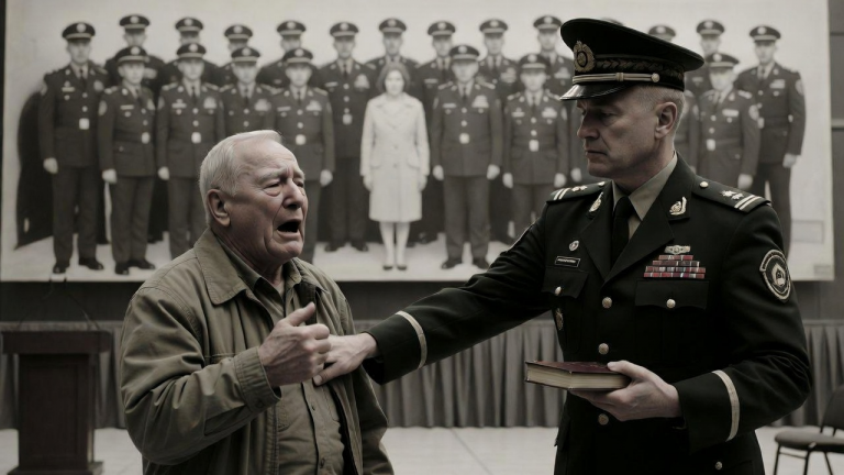 EIN ALTER VETERAN RIEF WÄHREND DER GEDENKFEIER IMMER WIEDER DEN NAMEN EINER SOLDATIN. EIN JUNGER OFFIZIER SCHLUG IHM MIT DEM ZEREMONIENBUCH GEGEN DIE BRUST UND SCHIMPFTE, DASS ES IN DER EINHEIT NIE EINE FRAU MIT DIESEM NAMEN GEGEBEN HABE. DOCH ALS DAS ALTE GRUPPENFOTO VERGRÖẞERT WURDE, STAND DIESE FRAU DIREKT HINTER DEM VERSTORBENEN KOMMANDANTEN. DER MANN, DER IHN GERADE NOCH BESCHIMPFT HATTE, STAND WIE VERSTEINERT DA.