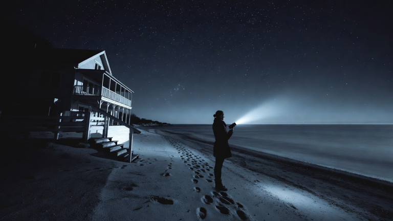 AUF DER INSEL RÜGEN MIETETE EINE FRAU EIN HAUS AM MEER, UM EIN BUCH ZU SCHREIBEN. JEDE NACHT HÖRTE SIE KINDERLACHEN DRAUẞEN AM STRAND, DOCH DIE KAMERA ZEICHNETE NIEMANDEN AUF. ALS SIE SCHLIEẞLICH UNTER DEM BODEN DER VERANDA GRUB, FAND SIE EINE ALTE SPIELZEUGKISTE UND DAS GEHEIMNIS DER FAMILIE, DIE EINST DORT GELEBT HATTE.