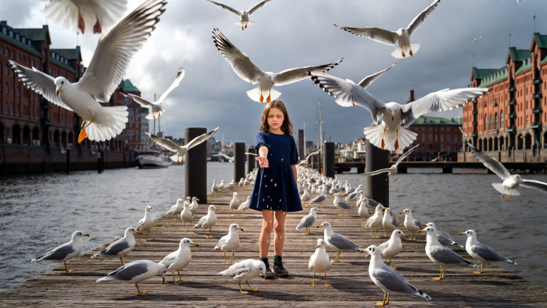 AM HAMBURGER HAFEN FÜTTERTE EIN KLEINES MÄDCHEN NACH DER SCHULE OFT DIE MÖWEN. EINES TAGES LIESS EINE GROSSE MÖWE EINEN ALTEN EHERING VOR IHRE FÜSSE FALLEN. ALS SIE IHN ZUR POLIZEI BRACHTE, STELLTE SICH HERAUS, DASS DER RING IHREM VATER GEHÖRT HATTE, EINEM SEEMANN, DER SEIT VIELEN JAHREN VERMISST WURDE.