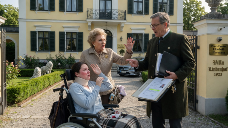KAPITEL 2 – Die Schwiegermutter ohrfeigte die Schwiegertochter im Rollstuhl vor der Münchner Villa und nannte sie eine Last — bis der Verwalter sagte, wem das Anwesen wirklich gehörte.