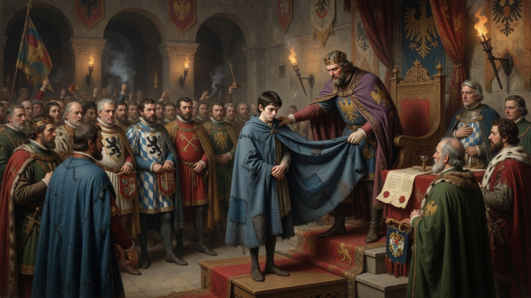 KAPITEL 2 – DER JUNGE OHNE WAPPEN WURDE BEIM HOFTAG VON SPEYER VOR ALLE HERZÖGE GESTELLT — DOCH ALS DER KAISER DIE NÄHTE SEINES MANTELS ERKANNTE, WUSSTE ER, DASS EIN GANZES FÜRSTENHAUS GELOGEN HATTE…
