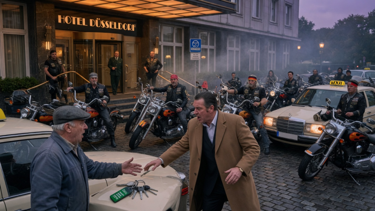 KAPITEL 2 – DER HOTELBESITZER SCHLUG DEM ALTEN TAXIFAHRER VOR DEM DÜSSELDORFER EINGANG DIE SCHLÜSSEL AUS DER HAND — BIS DER BIKERCLUB DIE GANZE AUFFAHRT BLOCKIERTE.