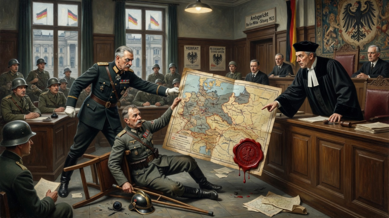 KAPITEL 2 – DER GRAF STIEẞ DEN HINKENDEN ALTEN SOLDATEN BEIM REICHSTAG VOM STUHL, WEIL ER DIE LANDKARTE NICHT HERAUSGAB — DOCH DAS ROTE WACHSSIEGEL DARAUF LIEẞ DEN RICHTER AUFSTEHEN.