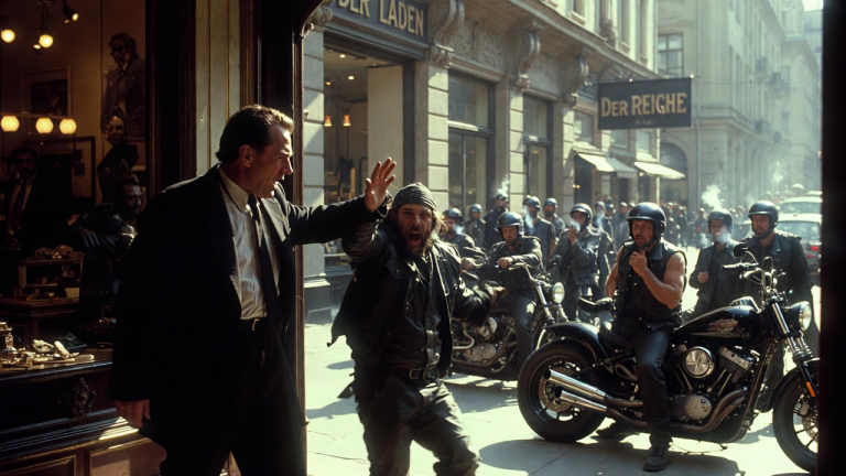 DER REICHE LADENBESITZER STIEẞ DEN ZERLUMPTEN BIKER AUF DIE STRAẞE, DOCH DANN ERSTARRTE ER, ALS ALLE BIKER DRAUẞEN DEN ALTEN MANN „BOSS“ NANNTEN.