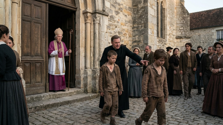 DAS WAISENKIND WURDE AUS DER KIRCHE GEJAGT, DOCH DER ALTE BISCHOF ERKANNTE DAS MUTTERMAL DER KÖNIGLICHEN BLUTLINIE.
